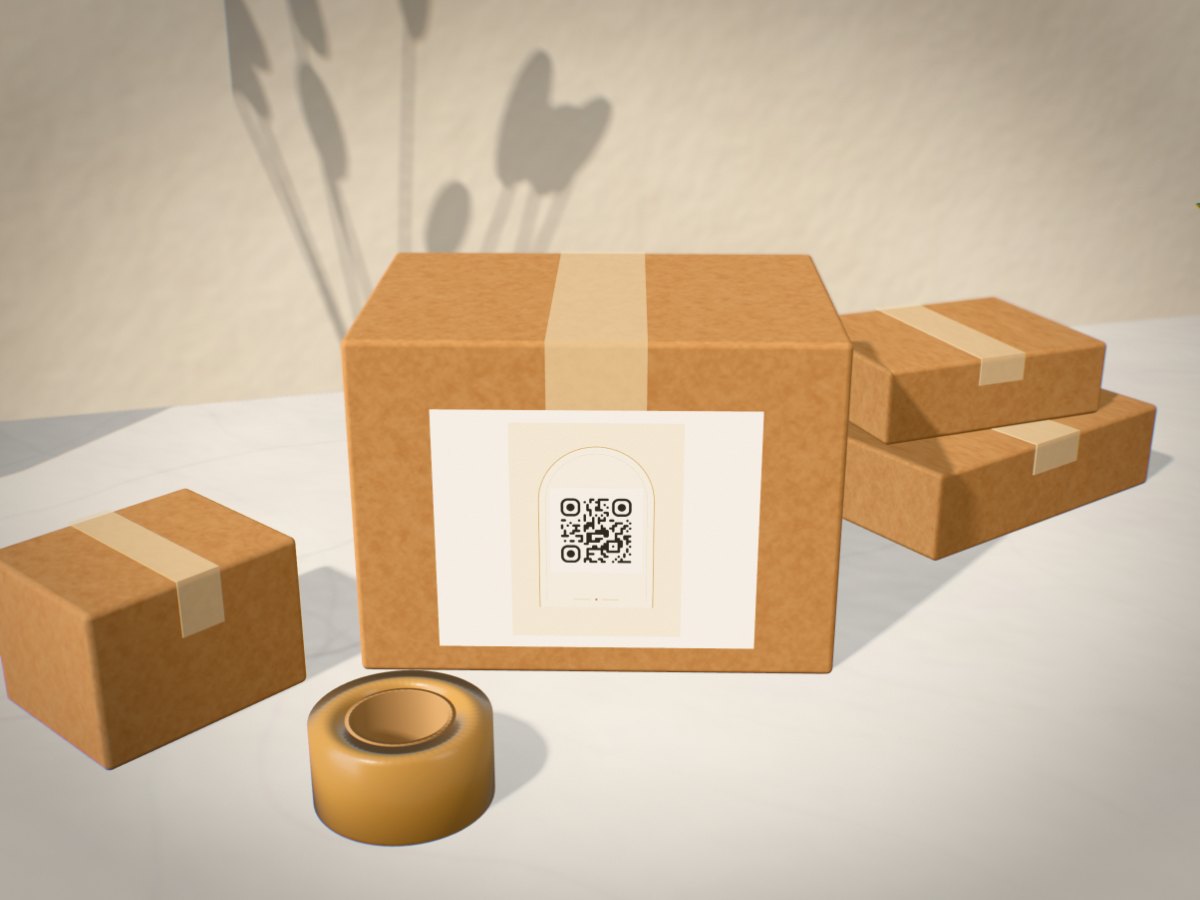 Наклейка с QR-кодом на коробке
